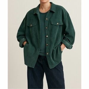 Corduroy Button Front Oversized Relaxed Unisex Utility Shirt Jacket Shacket
